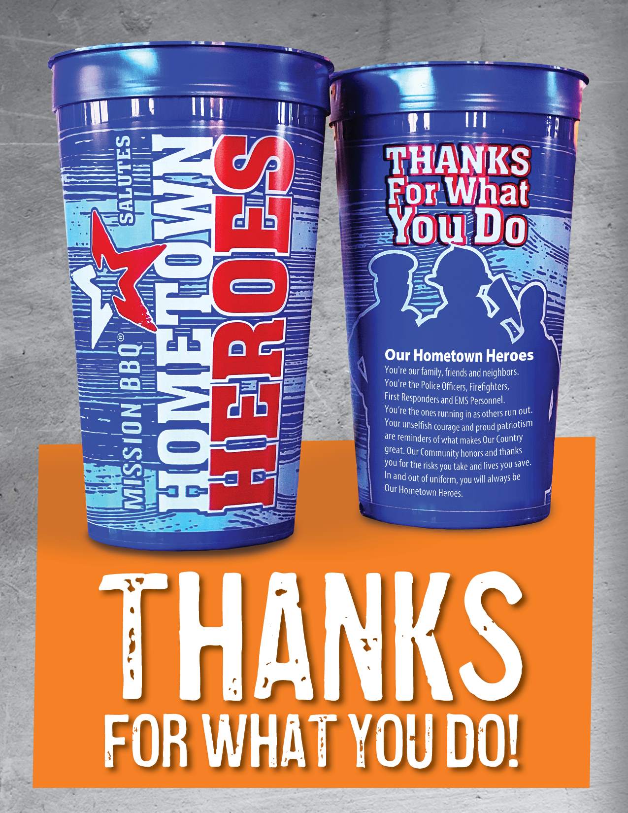 Thanks for What You Do Hometown Heroes Cup Flyer 2